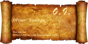 Ofner Ibolya névjegykártya